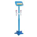 Battery Powered Kids Karaoke Machine Music Panel Toy with 2 Microphones & Stand Music Play Set - Blue. 