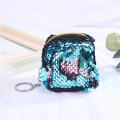 Sequins Coin purse for girls Dazzling blue Purple Color-changing coin bag Mini wallet with sequins for Kids' accessories Fashion accessories Coin storage Keychain attachment Small gift. 