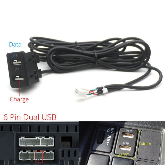 Car%20Dash%20Flush%20Mount%204%206pin%20Dual%20Type-C%20Usb%20Port%20Switch%20Panel%203.5mm%20Aux%20Rca%20Interface%20Cable%20Adapter%20Multimedia%20Unit%20-%20Image%205