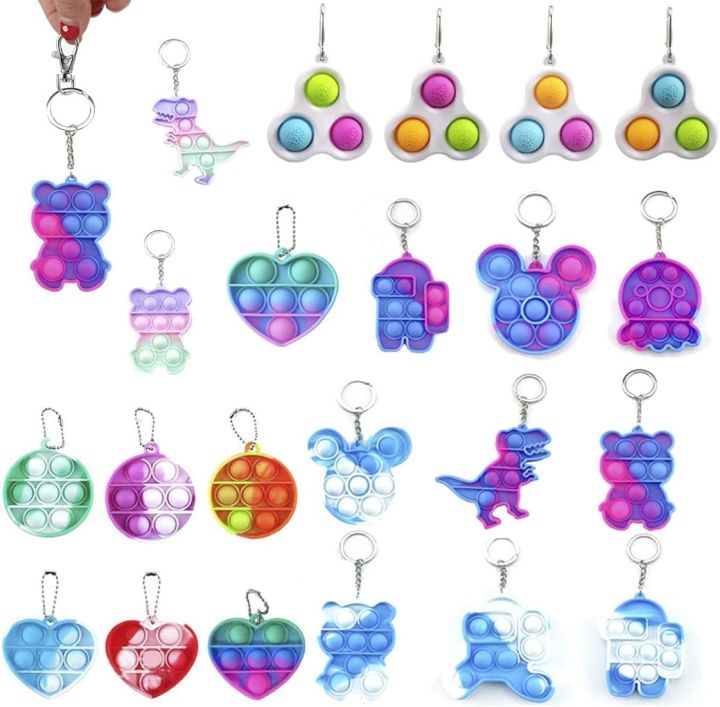 Colorful Key chain Funny Bubble Pops Fidget Toy Fidget Toys Keychains Anti-stress Adult Kids Keychain 1pcs