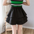 bellylady Women Sweet Skirt High Waist Double-layered A-line Flared Casual ni Skirt With Shorts color. 