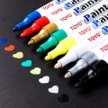 【Red】 Marker Waterproof Car Wheel Tire Oily Painting Pen Tire Tread Rubber Fabric Paint Metal Face Marker Pen. 