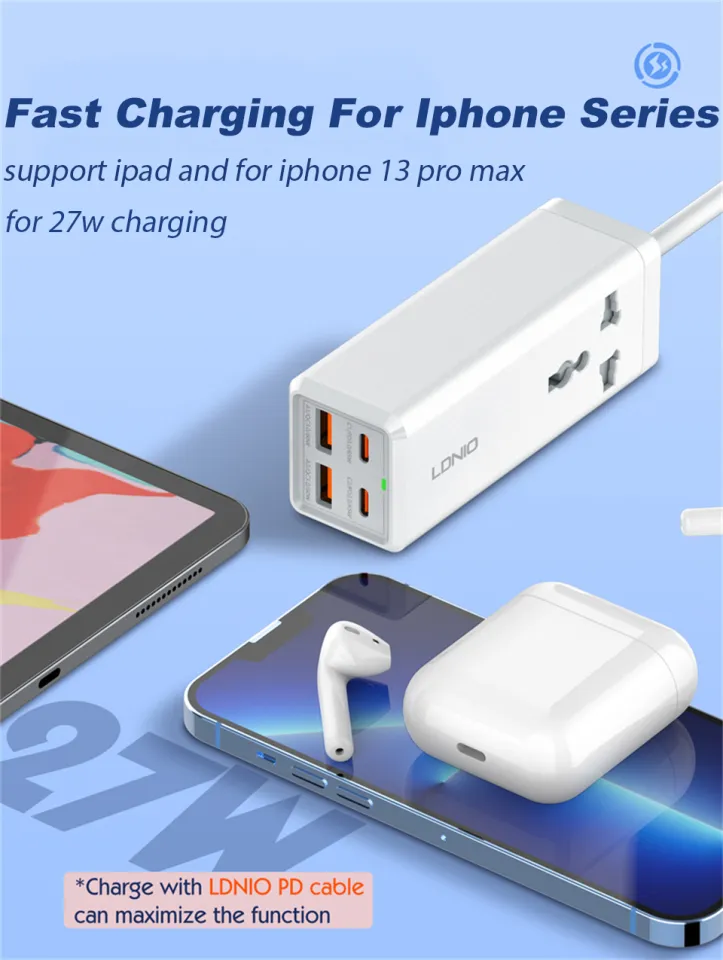 LDNIO 65W USB C Charger Ports USB Outlet Desktop Power Strip For