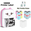 58mm Mini Portable Thermal Printer Cat Shapes Wireless BT 200dpi Photo Label Memo Wrong Question Printing Tag Bluetooth Printer. 
