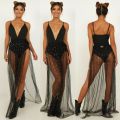 Women Wrap Chiffon Skirt Summer Holiday Mesh Skirts Beach Mesh Fashion Black Mesh Skirts. 
