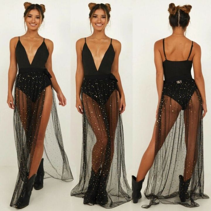 Women%20Wrap%20Chiffon%20Skirt%20Summer%20Holiday%20Mesh%20Skirts%20Beach%20Mesh%20Fashion%20Black%20Mesh%20Skirts%20-%20Image%204