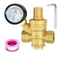 Water Pressure Regulator 1/2 Inch with Gauge, Hardness Brass, Adjustable Water Pressure Reducing Valve Water. 