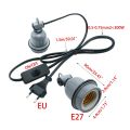 Power Cord Cable E27 Ceramic Reptile Heating Lamp Holders Base Eu Hanging Fixture Socket Adapter With Switch Farm Breeding. 