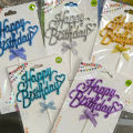Party Cake Decoration Shine Emboss Cake Topper Plastic Happy Birthday Toppers. 