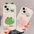 Casing For OPPO A18 A98 A78 A58 A79 5G A58 A38 4G A94 F17 F19 F11 F9 Reno 5 6 7 4 Pro Phone Case Soft Silicone Wavy Texture 3D Cute Rabbit Bear Frog Ear Doll Cute INS Back Cover Camera Protective TPU Shockproof Cartoon Luxury Full Protection. 