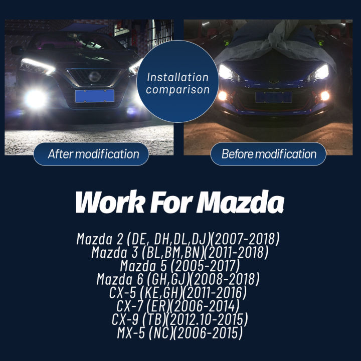 2pcs LED Fog Blub Lamp H11 Canbus For Mazda 2 DE DH DL DJ 3 BL BM BN 5 6 GH GJ CX-5 KE GH CX-7 ER CX-9 TB MX-5