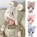 Lovely Winter Baby Bear Hats Soft Outdoor Newborn Bonnet Hats Ear Protection Fleece Wool Boys Girls Beanie Cap Kids. 
