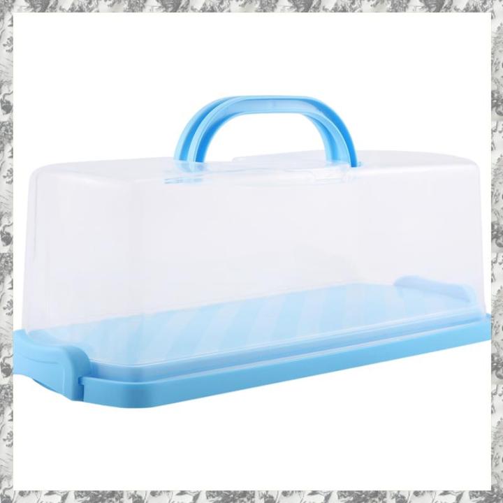 Portable Bread Box with Handle Loaf Cake Container Plastic Rectangular ...