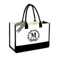 Personalized Initial Canvas Beach Bag, Monogrammed Gift Tote Bag for Women. 