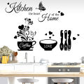 Kitchen Wall stickers Cooking Wall Decal Home Decoration Wall Decor Kitchen Kitchen the Heart of the Home Kitchen stickers Black theme wall sticker Big Butterfly Kitchenware cooking tools. 