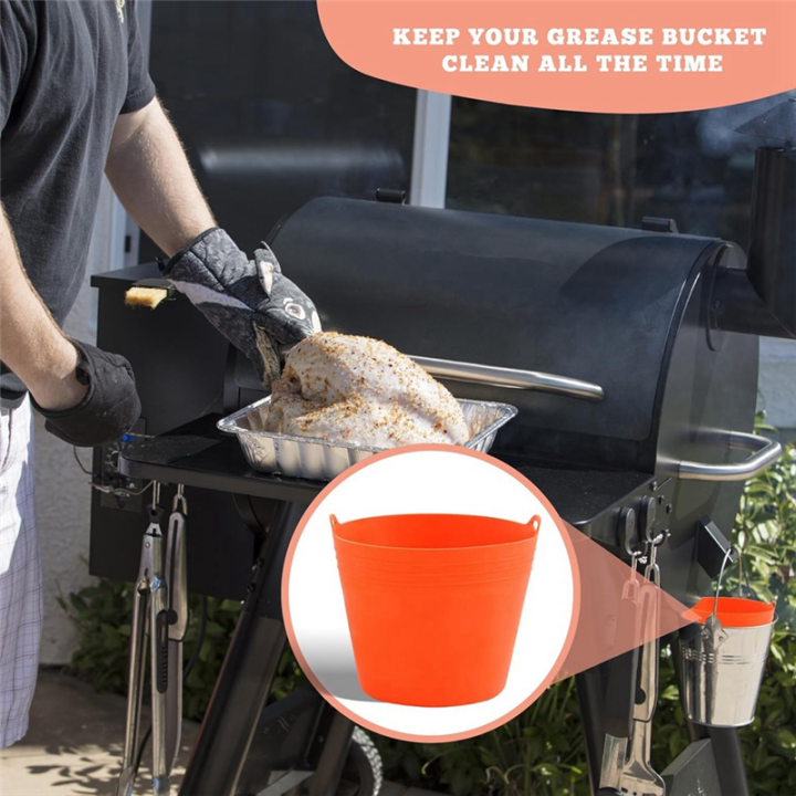 Silicone%20Grease%20Bucket%20Liners%20for%20/%20Pellet%20Smoker%20Grill,%20Reusable%20Grill%20Drip%20Tray%20Bucket%20Liner%20Easy%20Install%20Easy%20to%20Use%20-%20Image%204