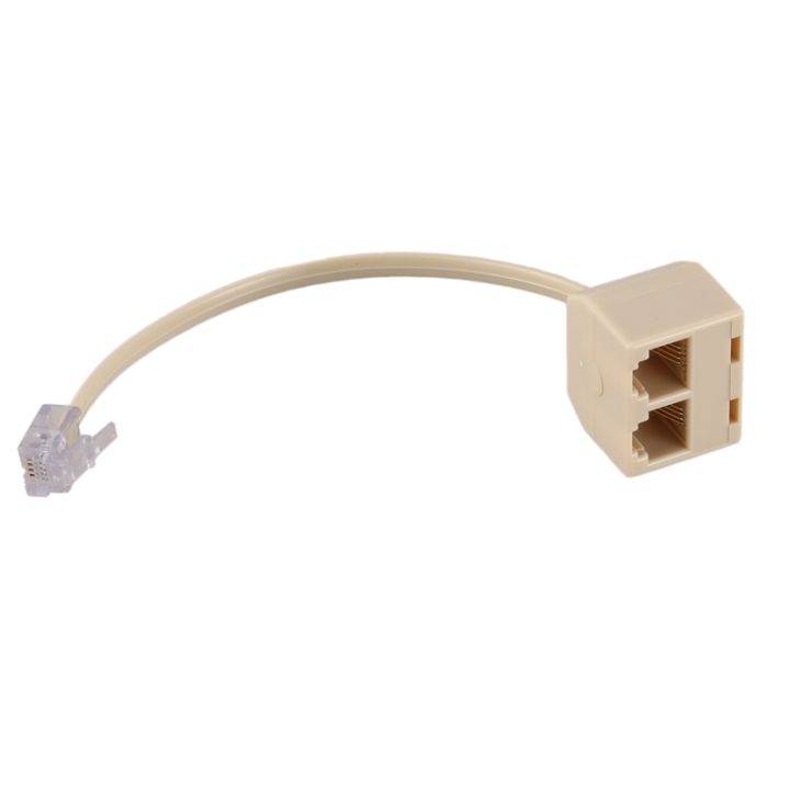 RJ11%206P4C%202%20Way%20Outlet%20Telephone%20Jack%20Line%20Splitter%20Adapter%20Beige%20-%20Image%205
