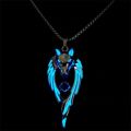 Gift Glow In The Dark Wolf Pendant Necklace Punk Hiphop Animal Sweater Chain Luminous Vintage Glowing Necklace Men Boy. 