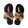 Black Rubber Slipper for Girls with Nice Designs made from Velboa  materials. 