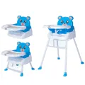 3-in-1 Convertible Baby High Chair Booster Toddler Stool Removable Tray Adjustable Legs Little Wawe. 