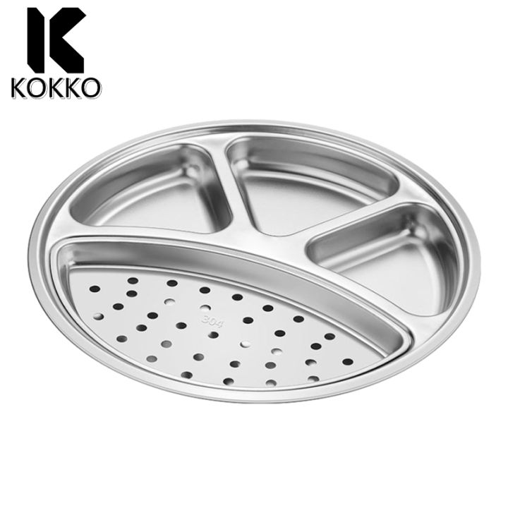 KOKKO%20Stainless%20Steel%20Round%20Divided%20Plates,%20Stackable%20Dinner%20Plates%20With%204%20Compartment,%20Divided%20Tray%20Sauce%20Dish%20For%20Home%20Kitchen%20BBQ%20Restaurant%20-%20Image%209