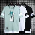 Short Sleeve T T-shirt Men's Fashion Brand Summer National Fashion New Half Sleeve Men's Ice Silk T-shirt Loose Teen All-Matching Top. 