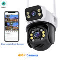 Wifi Surveillance Cameras 4K Waterproof Outdoor Wireless Security Camera Dual Lens Security-Protection ICsee IP Camera AI Track. 