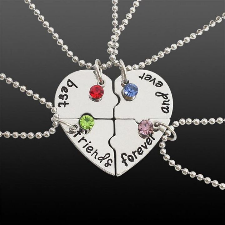 4 Pieces/Set Best Friend Necklace Fashion Ladies Pendant Necklace Bff Jewelry Matching Necklace Couple Friendship Necklace Gift