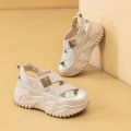 Spring Summer New Women's Shoes Height Increasing Thick Sole Hollow Wide Strap Student Korean Fashion Breathable Platform Sole Sports Sandals. 