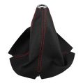 Car Shift Boot Cover Universal Gear Shift Knob Boot Dust Cover Faux Leather Black with Red Line. 