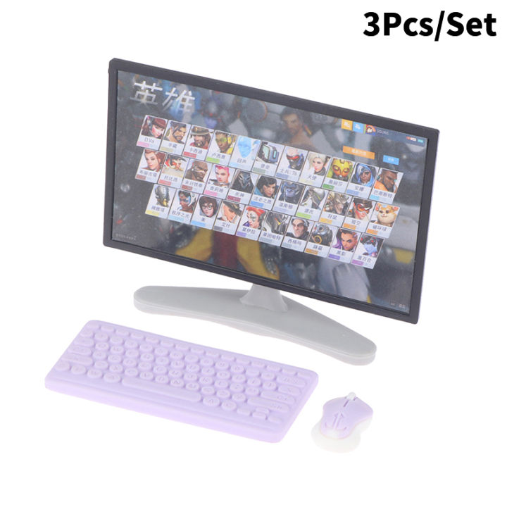 3Pcs/Set%201:12%20Dollhouse%20Miniature%20Desktop%20Computer%20Keyboard%20Mouse%20TV%20Model%20Home%20Decor%20Toy%20Doll%20House%20Accessories%20MJK%20-%20Image%207