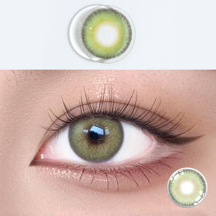 1 【HOT】 Mill CREEK Colored Contact Lenses Myopia With Diopters Halloween Enlarge Bright Power Cosmetic Red Annual Contact Lens Make Up