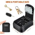 Key Box Wall Mounted Mini Key Safe Outdoor Key Box with Resettable 4-Digit Numeric Code Waterproof Key Box (Black). 