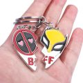 Movie Deadpool and Wolverine Best Bubs Keychain Set Split Heart Matching Pendant Key Chain for Women Men Cosplay Jewelry Gift. 