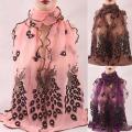 Women Peacock Scarf Long Soft Scarf Wrap Scarves Vintage Stylish Shawl. 