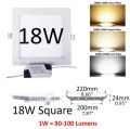 18W LED Panel Light Sunk (Square) Ceiling Panel Light WHITE/YELLOW. 