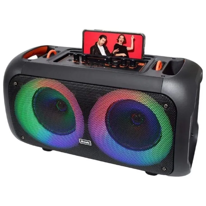 Brodu BTS-1709 Bass Portable Subwoofer Bluetooth Karaoke Speaker with Wireless MIC Big Sound/Dynamic 6.5 Inch Speaker Dual Subwoofer