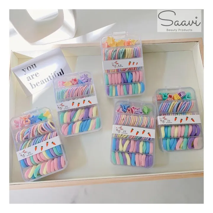 Elastic Hair Ties | Baby Hair Rubber Bands For Thin and Thick Hair | Durable Cotton Ponytail Holders For Baby Kid Girls Hair Accessories Set