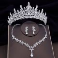 Baroque Fashion Bridal Jewelry Sets Luxury Crown Earrings Choker Necklace Set Women Wedding Dress Tiaras Bride Jewelry Set. 