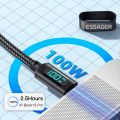 Essager PD 100W USB Type C Cable To USB C 7A Fast Charging Charger Wire Cord for OPPO Realme Huawei Poco Samsung Data Display Cable. 