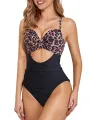 Women's Swim Wear Bodysuit, Solid Color/Printed Patchwork Cutout Backless Beach Jumpsuit, Casual Swimming Romper. 