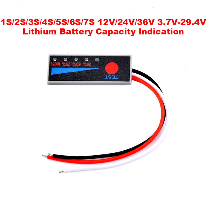 1s/2s/3s/4s/5s/6s/7s 12v/24v/36v 3.7v-29.4v Lithium Lifepo4 Test Power Level Indicator Led Display