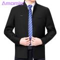 Men Coat Stylish Men's Slim Fit Jacket with Stand Collar Perfect for Business Casual Wear Zipper Closure Multiple Pockets Trendy Mid-aged Outwear Men Cold Weather Coat. 