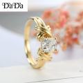 New Retro 24K Gold Ring Interwoven Pattern Point Diamond Ring Female Jewelry. 