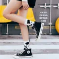 New Cow Printed Sock Lovely Harajuku Style Cotton Women Striped Solid Breathable Casual Cartoon Socks. 