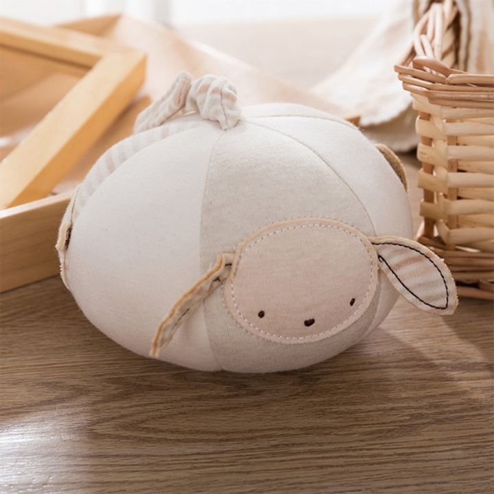 Cotton Baby Bell Hand Grasp Educational Infant Bed HanG-ing Plush Doll Gift light brown