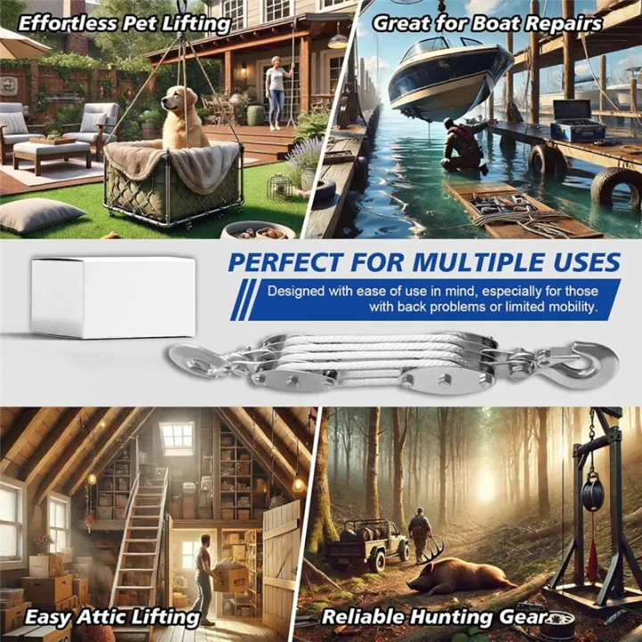Block%20and%20Tackle%20Pulley%20System,%204-Wheel%20Rope%20Pulley%20Hoist,2200LB%20Work%20Load%20with%2065Ft%20of%201/4%20Inch%20Rope,Compact%20Rope%20White%20-%20Image%207