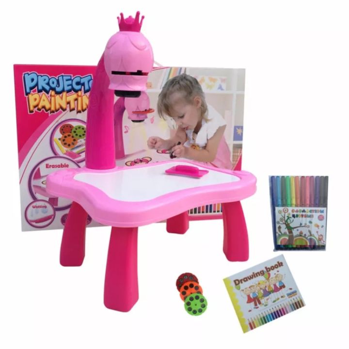 Drawing Projector Table for Kids, Children Projection Drawing Board with Light & Music, Trace and Draw Projector Toy Drawing Board Tracing Desk Projector Drawing Playset for Kids