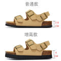 Maibulun Birkenstock Cork Slippers Flat Roman Sandals Frosted Summer Beach Men and Women All-MatchingH36. 