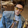 【CascadeCart】Korean style yellow sunglasses women, summer square shape 2025 New Trendy Internet Celebrity Glasses for Big Face Fashion. 